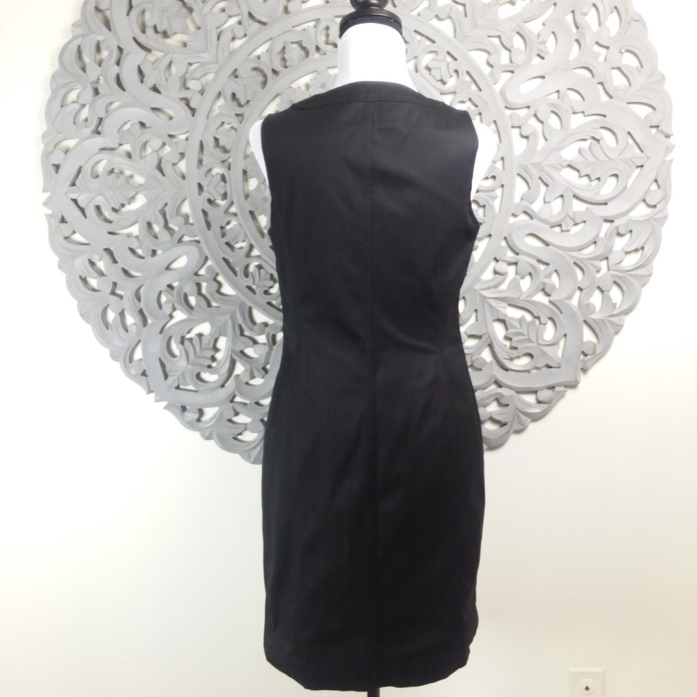 Talbots Structured Ruffle Black Dress Knee Length - Picture 2 of 7